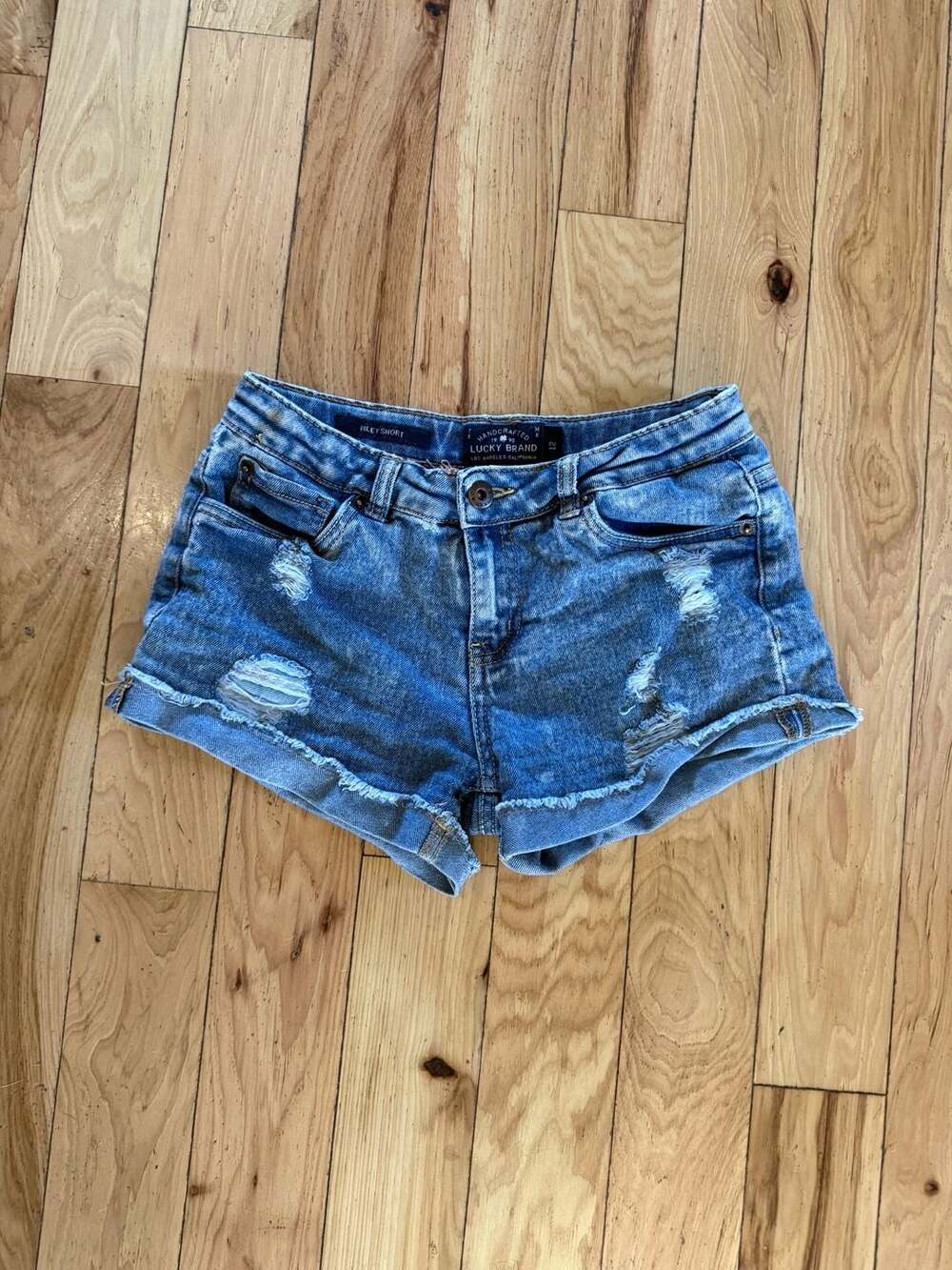 Lucky Brand Girls Riley Short Distressed Denim Shorts Size 12